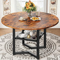 IRONCK 47.2" Wood Round Dining Table for 4, Rustic Brown
