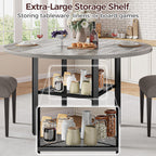 IRONCK 47.2" Round Dining Table with Wooden Tabletop and Metal Base, Gray
