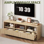 IRONCK 59" Fluted TV Stand for TVs Up to 65", Natural Oak