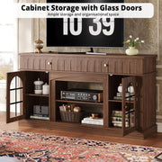 IRONCK TV Stand for 65 Inch TV, Entertainment Center with Charging Station, Brown