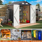 IRONCK 5.7x5.7FT Outdoor Storage Shed, Tool Shed, Dark Blue Galvanized Steel, Lockable Doors, Breathable Vent, Metal Garden Storage, Outdoor Shed, For Backyard, Patio, Poolside