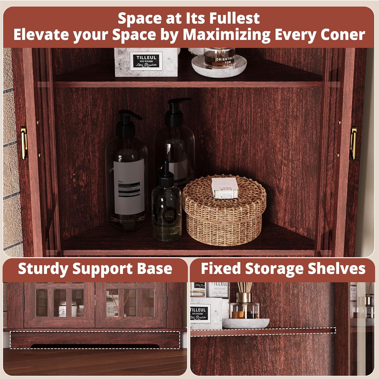 IRONCK  71" Corner Cabinet Storage Cabinet with 4 Glass Doors
