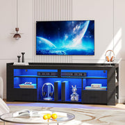 IRONCK TV Stand for 75 Inch TV, Carbon Fiber Entertainment Center with 2 Drawers