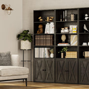 IRONCK 70 in Tall Industrial Bookshelves and Bookcases with Doors, black