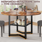 IRONCK 47.2" Wood Round Dining Table for 4, Rustic Brown