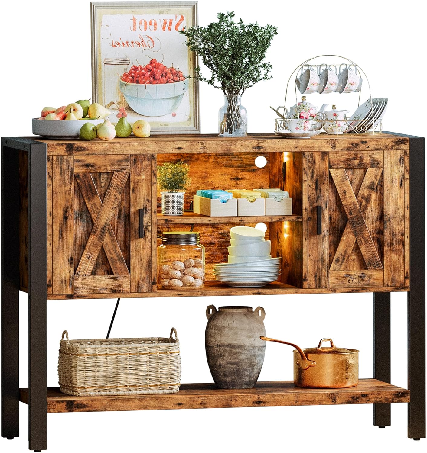 IRONCK Farmhouse Sideboard with Light