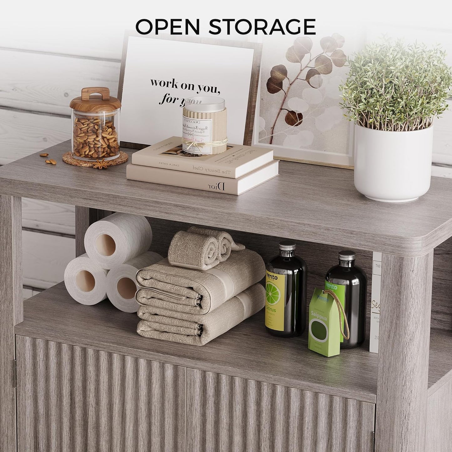 IRONCK Badezimmerschrank mit Tür, kleiner Aufbewahrungsschrank mit verstellbaren Einlegeböden 