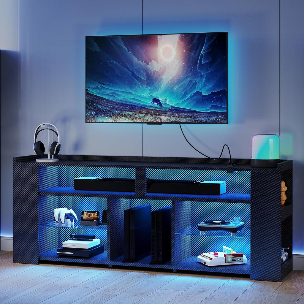 IRONCK Entertainment Center with Storage, 55 Inch Tall TV Stand with Power Outlet