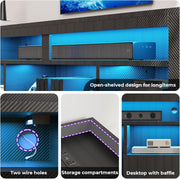 IRONCK TV Stand for 75 Inch TV, Carbon Fiber Entertainment Center with 2 Drawers