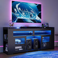 IRONCK TV Stand 75" with Charging Station, LED Entertainment Center