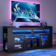 IRONCK TV Stand 75" with Charging Station, LED Entertainment Center