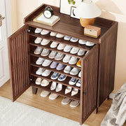 IRONCK 6-Tier Wooden  Shoe Cabinet with Slatted Doors