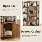 IRONCK 5 Tiers Corner Bookshelf with Baffles, Bookcase with Doors