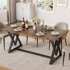IRONCK 63" Dining Table for 4-6,  with Sturdy Metal Frame-White