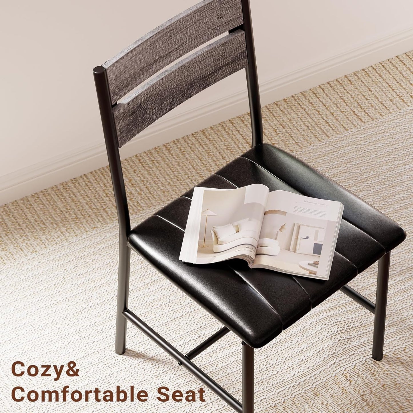 IRONCK Dining Table Set for 4, Wood Kitchen Table with Upholstered Chairs for Kitchen Room and Small Spaces, Grey