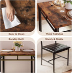 IRONCK Dining Table Set for 2 with Upholstered Chairs, Rustic Brown