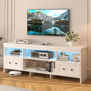 IRONCK TV Stand for 75 Inch TV, 71" LED Entertainment Cente, White