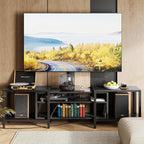 IRONCK 79 Inch TV Stand with Mount and Power Outlet, Black