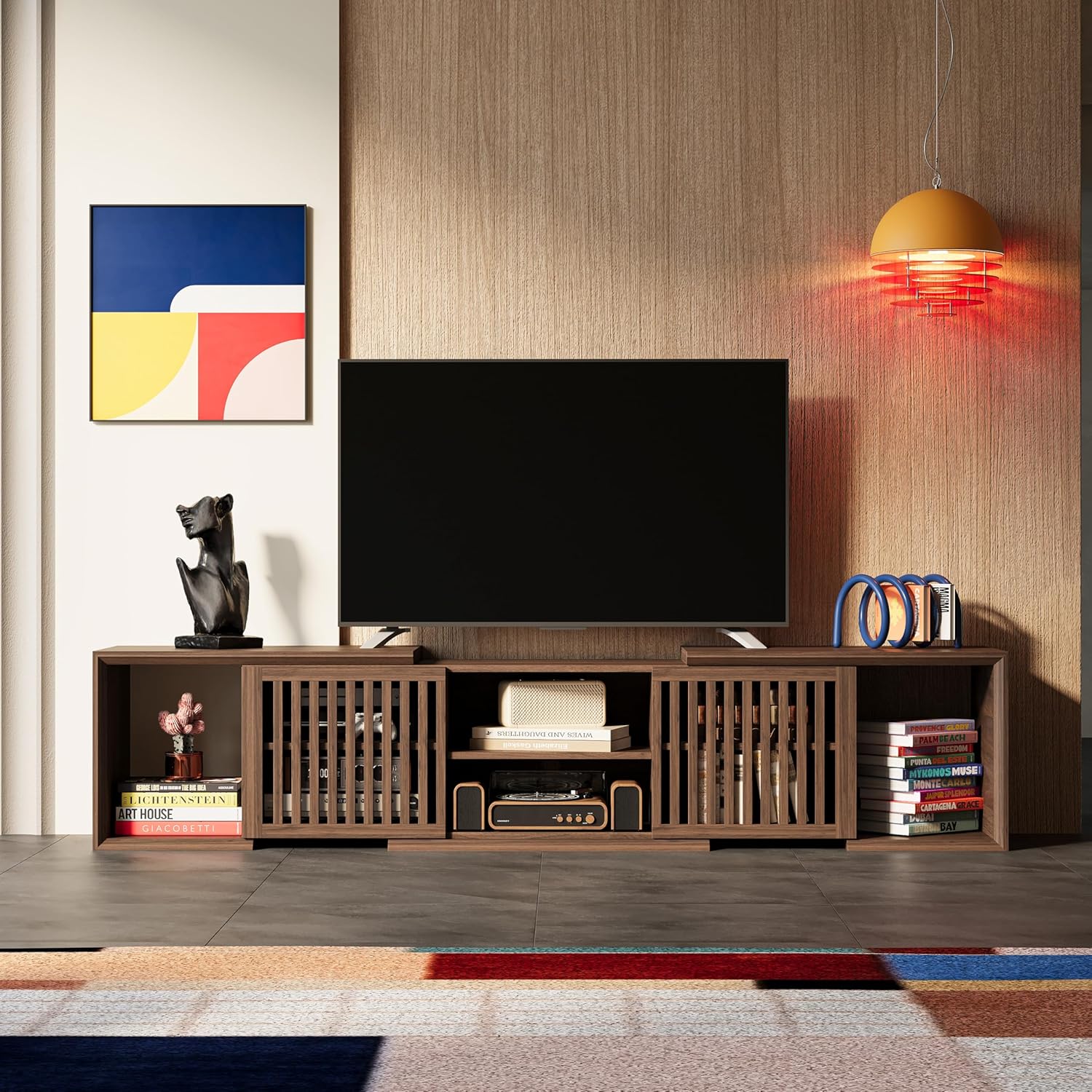 IRONCK ddjustable TV Stand for TVs up to 75 Inches, Dark Walnut