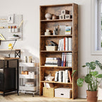 IRONCK Bookshelves and Bookcases Floor Standing 6 Tiers, Vintage Brown