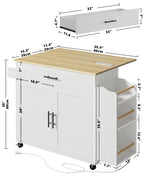 Rolling Kitchen Island with 3 open drawers