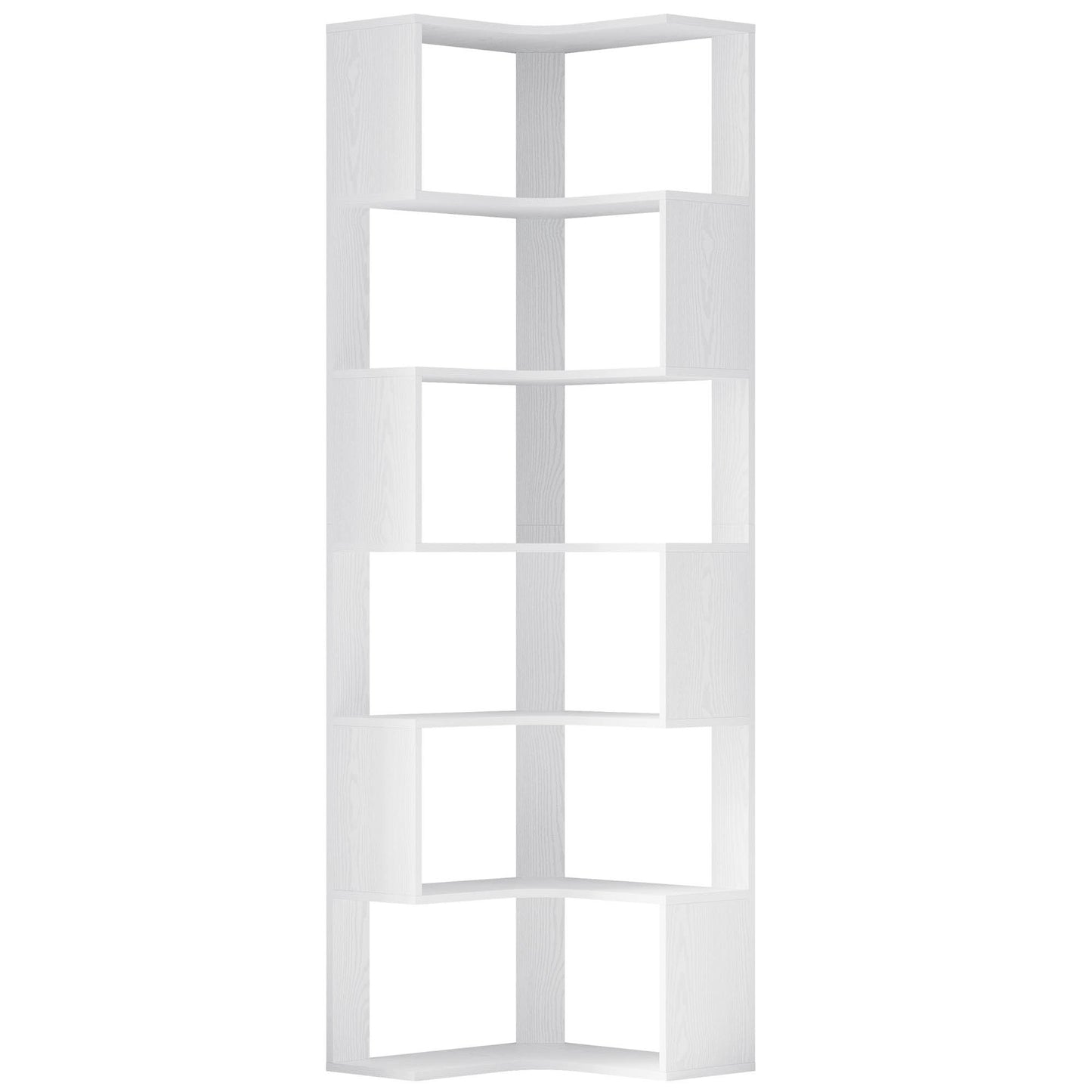 IRONCK 6-Tier Corner Bookcase, Modern L-Shaped Bookshelf