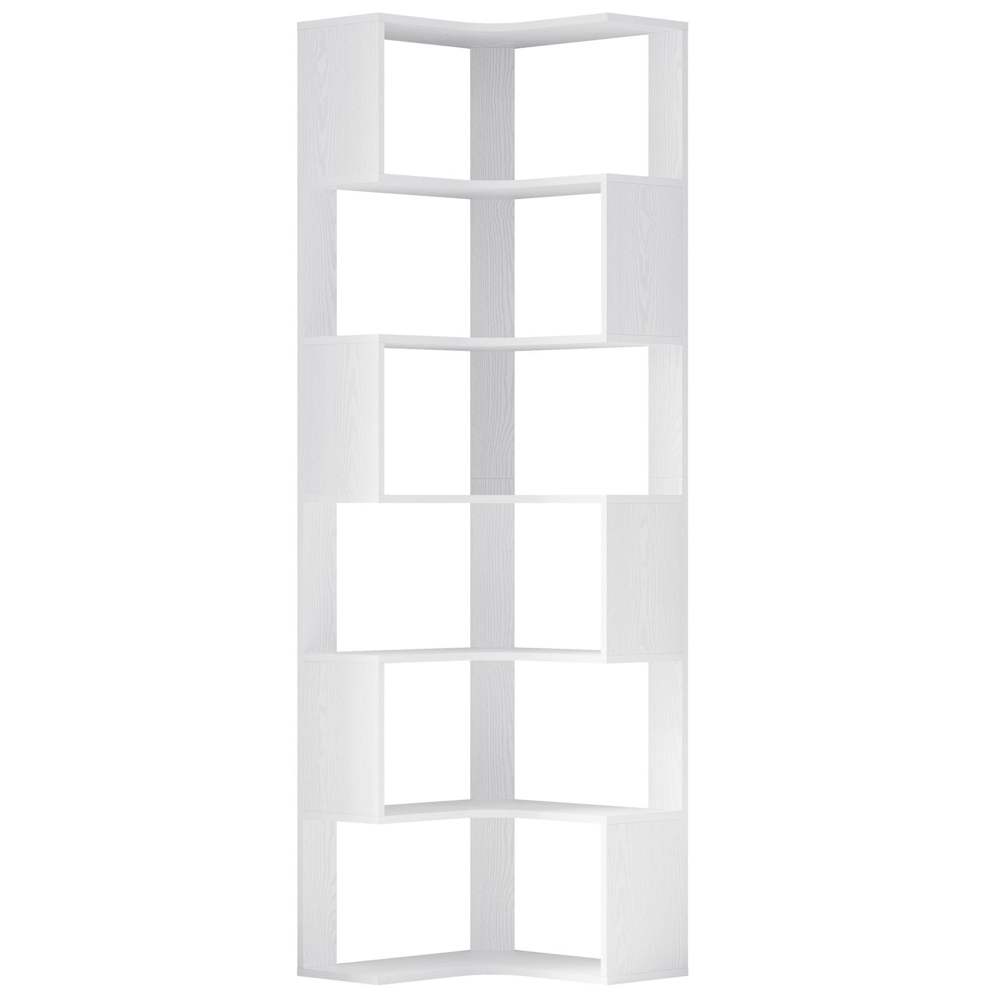 IRONCK 6-Tier Corner Bookcase, Modern L-Shaped Bookshelf