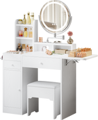 Makeup Vanity Table Set with Adjustable Mirror and LED Lights