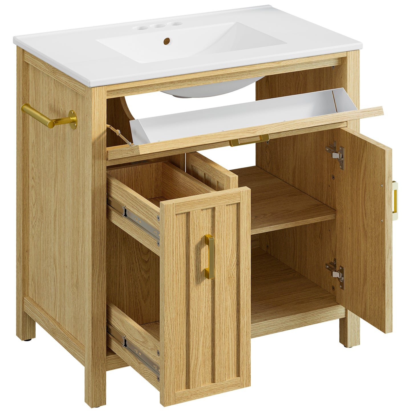 IRONCK 30" Badezimmer-Waschtisch mit Waschbecken