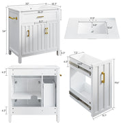 IRONCK 30" Badezimmer-Waschtisch mit Waschbecken