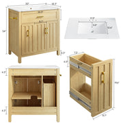 IRONCK 30" Badezimmer-Waschtisch mit Waschbecken