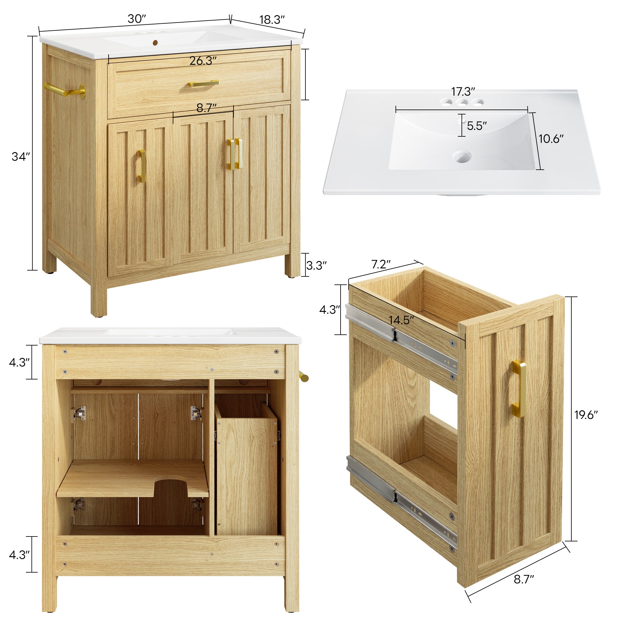 IRONCK 30" Bathroom Vanity with Sink
