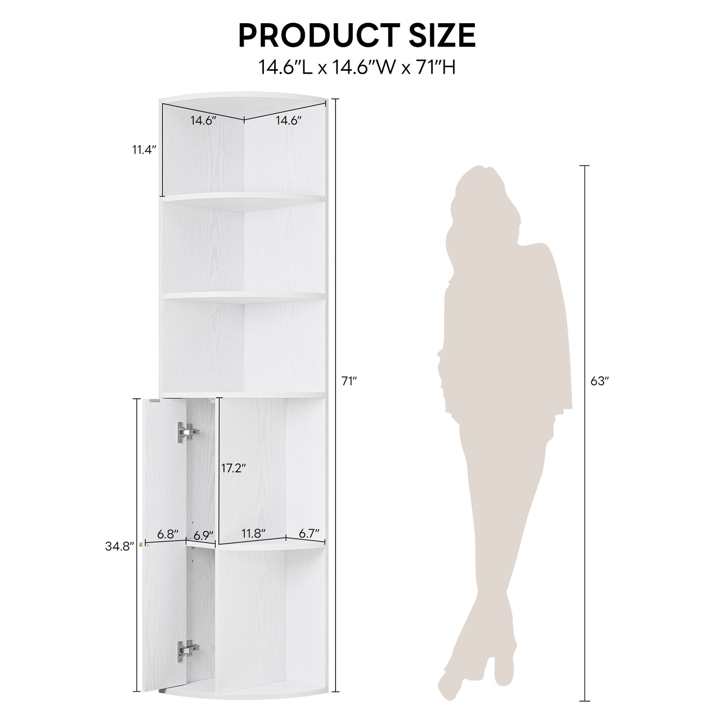 IRONCK 71 " Tall Corner Bookshelf
