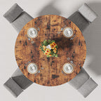 IRONCK 47.2" Wood Round Dining Table for 4, Rustic Brown