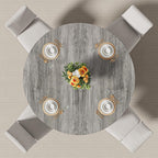 IRONCK 47.2" Round Dining Table with Wooden Tabletop and Metal Base, Gray