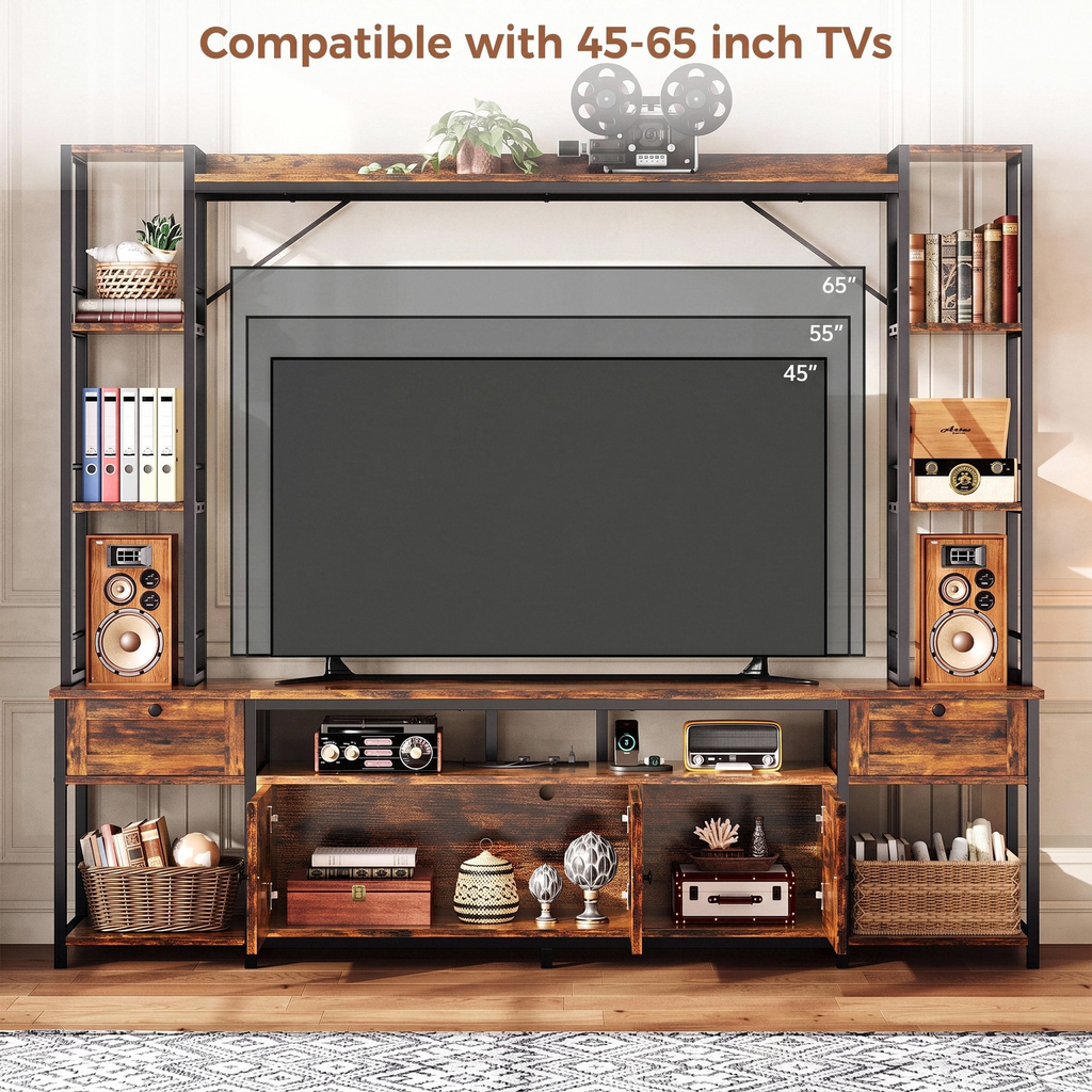 IRONCK 85 Inch Entertainment Center with Storage and Power Outlet
