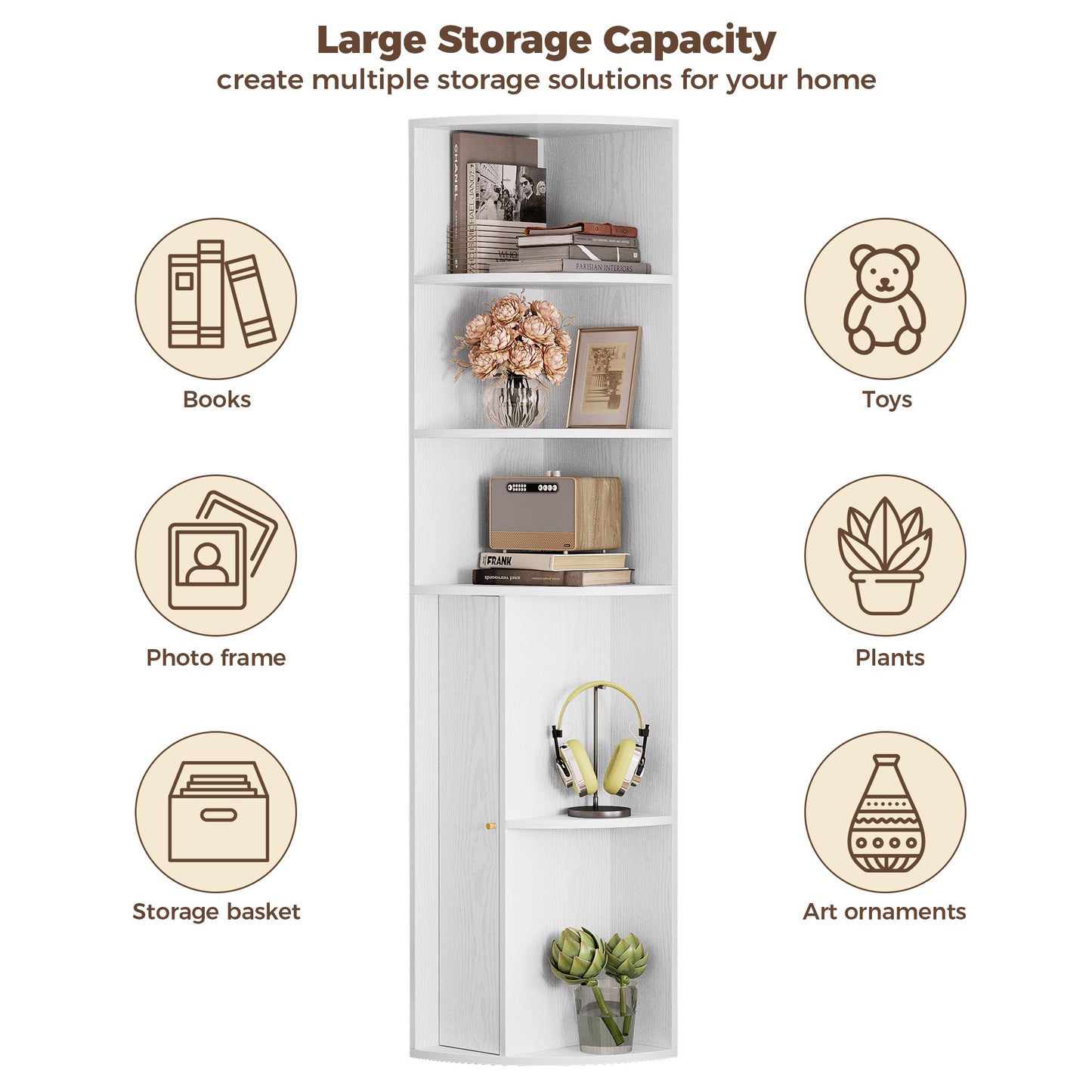 IRONCK 71 " Tall Corner Bookshelf