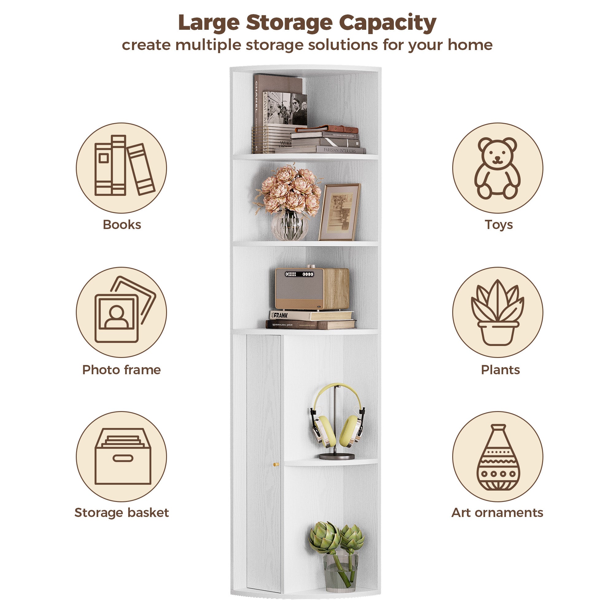 IRONCK 71 " Tall Corner Bookshelf