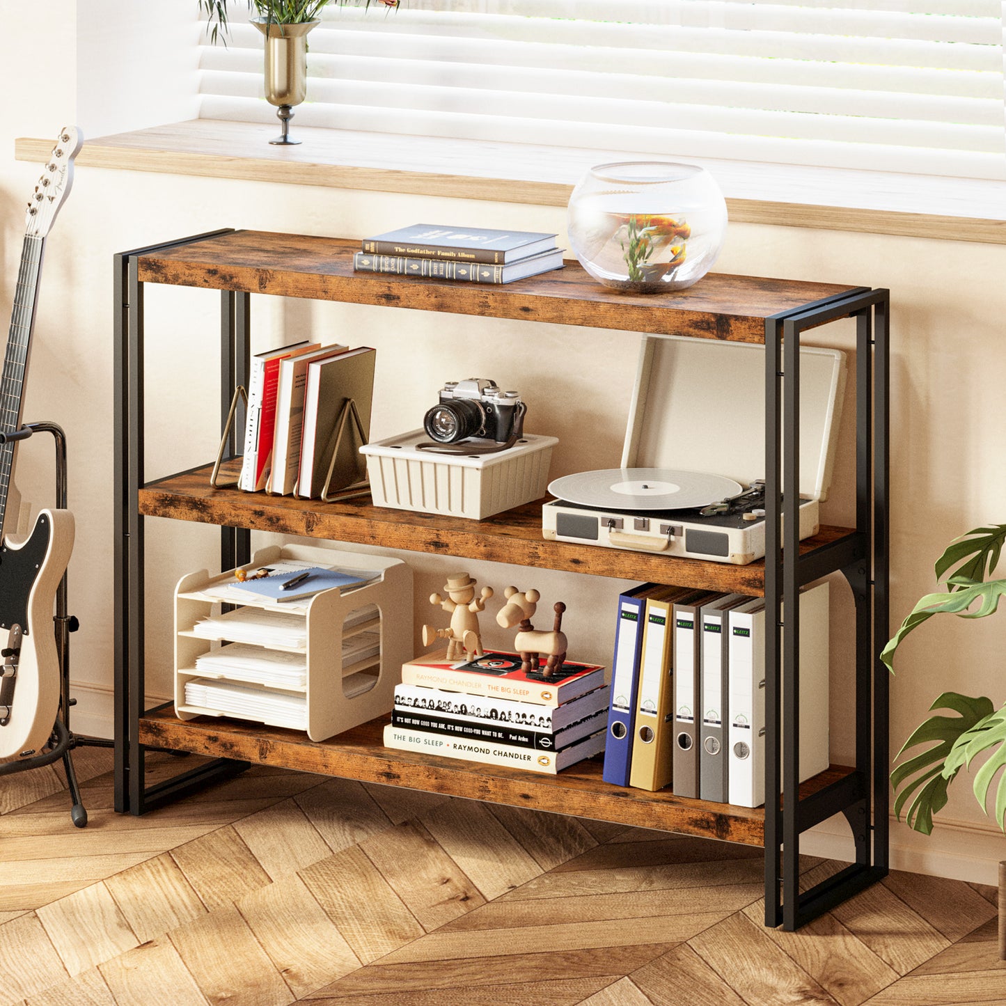 3 Tier Console Table Vintage Brown