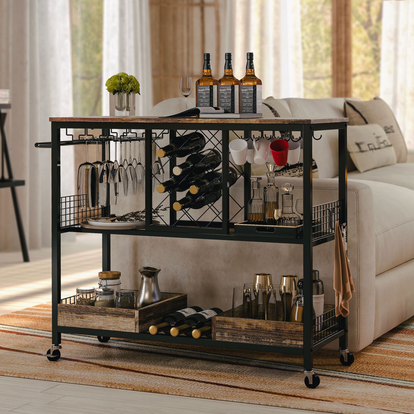 Bar Cart with Wine Rack