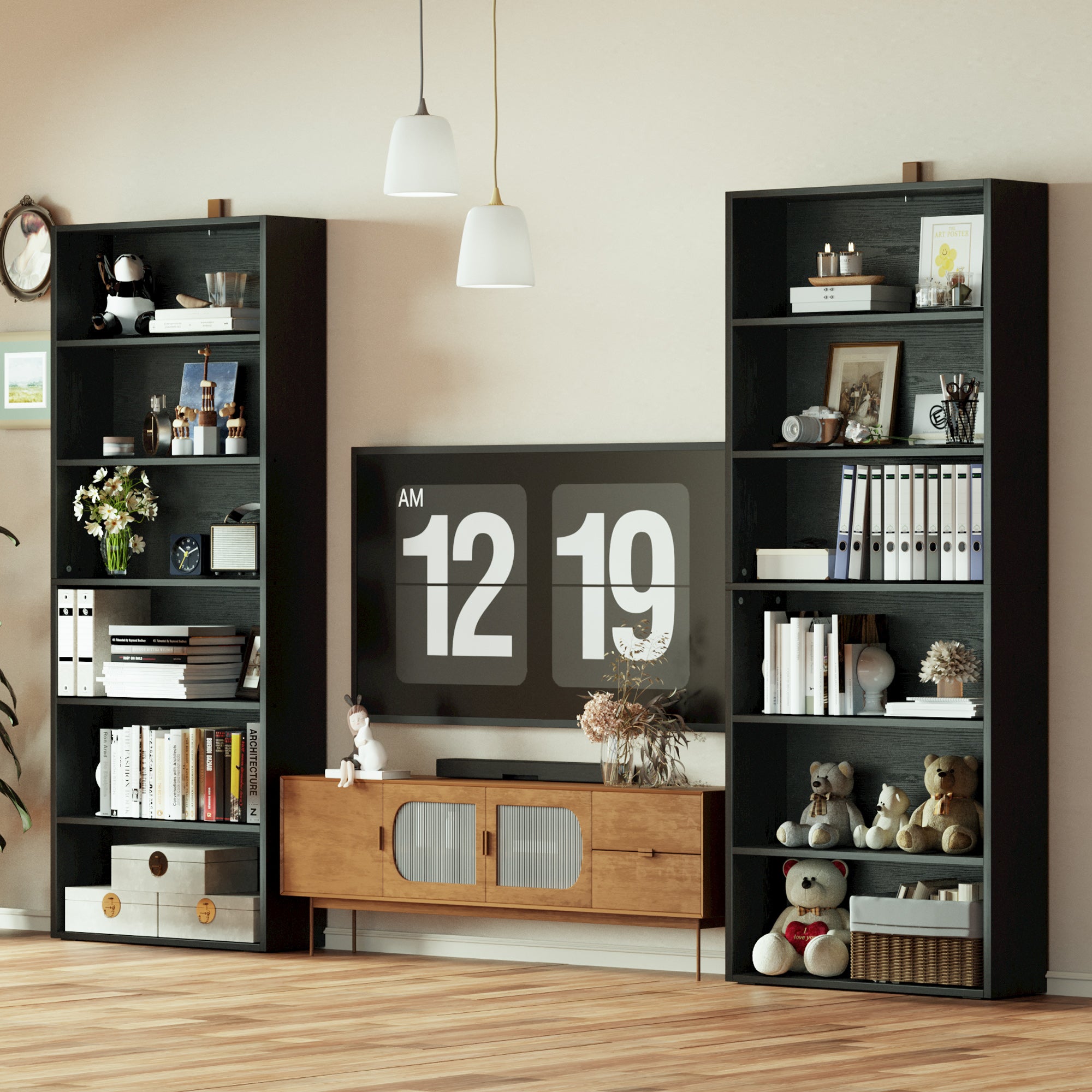 Vintage Black Bookshelves Set of 2