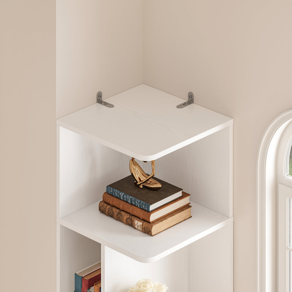 IRONCK Corner Bookshelf with Drawer and Storage Cabinet