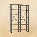 【HOT】76'' Double Wide Bookshelf Vintage Brown