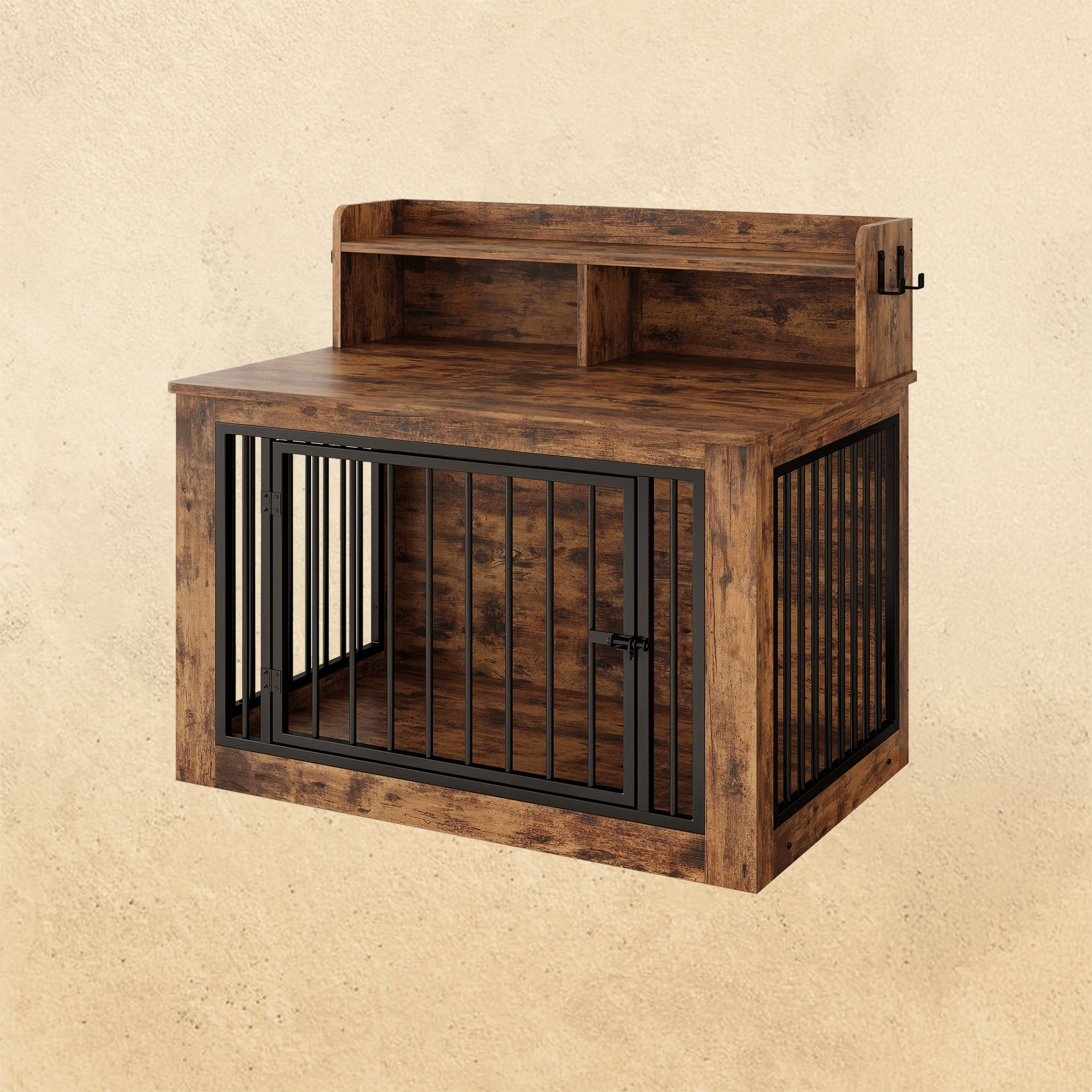 IRONCK Dog Crate Furniture – Wooden Dog  Crate Fuwith Storage Shelf