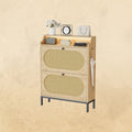 IRONCK Rattan Shoe Cabinet with Flip Drawers