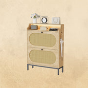 IRONCK Rattan Shoe Cabinet with Flip Drawers