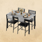 IRONCK Wood Dining Table Set, Wood Kitchen Table with Upholstered Chairs