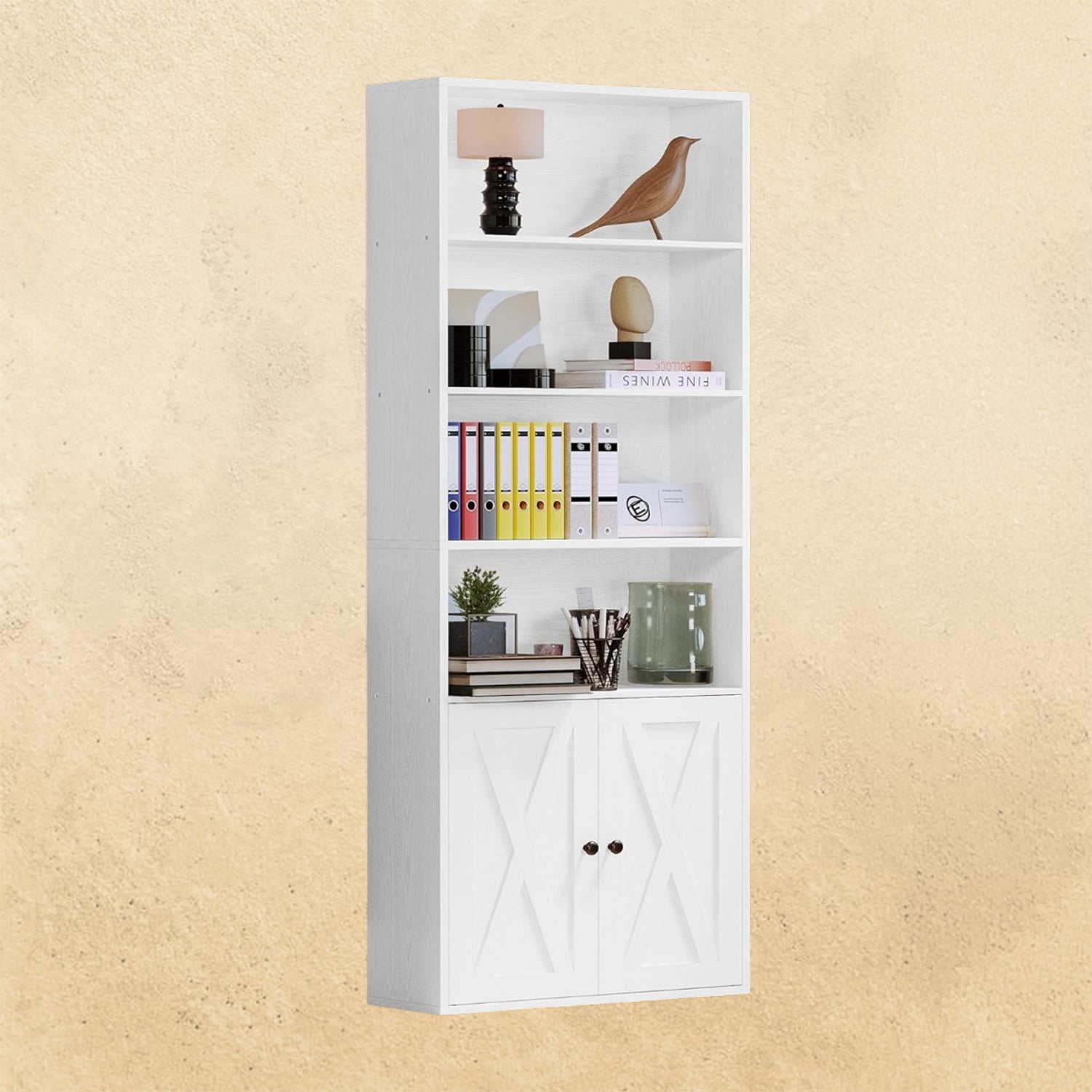 IRONCK 70 in Tall 6 Shelf Industrial Bookshelves and Bookcases with Doors