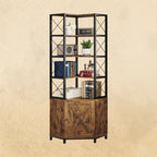 IRONCK 77.9" Tall Corner Bookshelf with Door Cabinet
