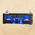 IRONCK TV Stand for 75 Inch TV, Carbon Fiber Entertainment Center with 2 Drawers